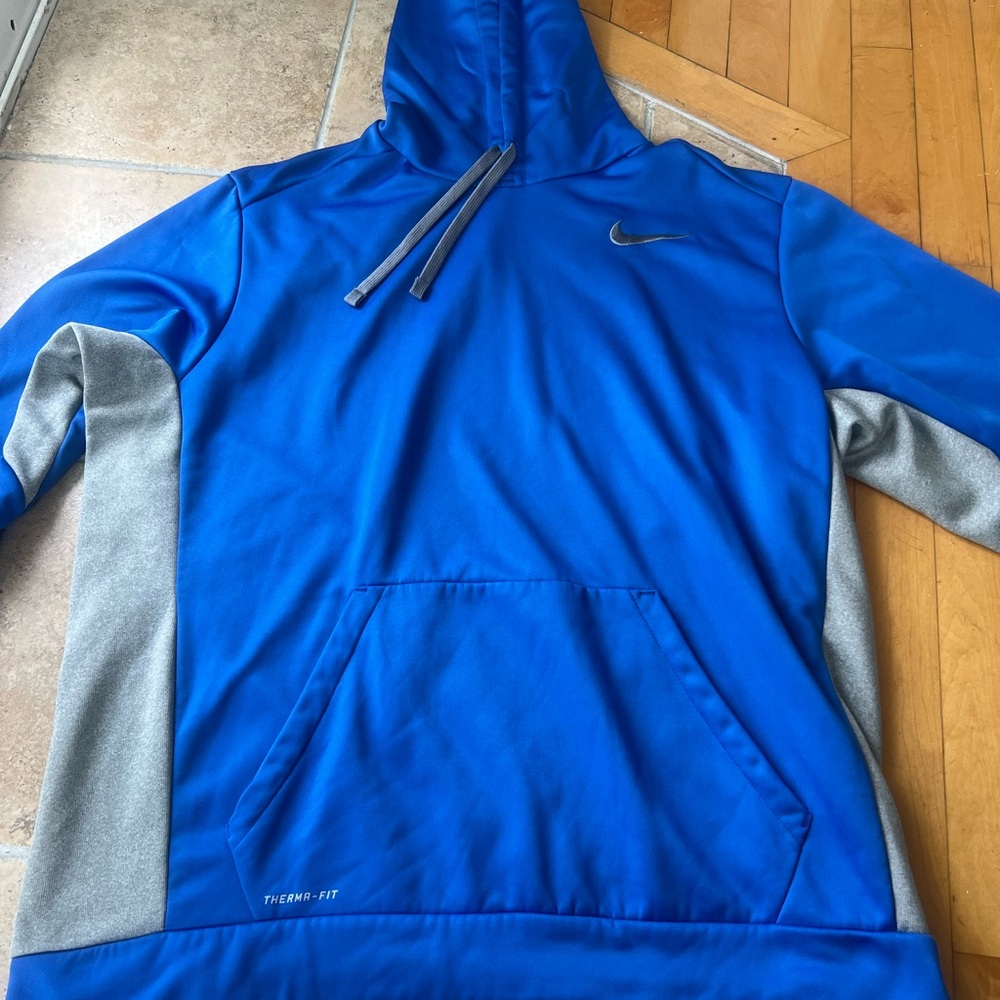 Nike Therma Fit Men's Hoodie XXL Blue Fleece Lined Pullover Sweatshirt